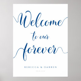 Poster Royal Blue Welcome to our Forever Weding Sign
