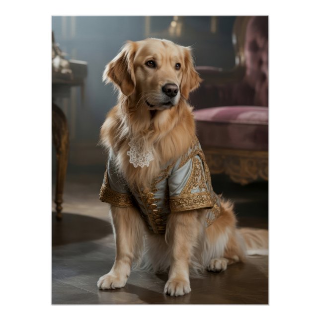 Póster Royal Golden Retriever | Aristocratic Dog Portrait (Frente)