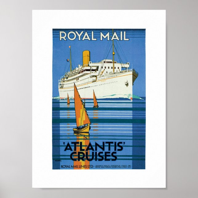 Póster Royal Mail "Atlantis Cruises" (Frente)