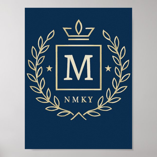 Poster "Royal NMKY Emblem – Monogram M Crest Design" (Frente)