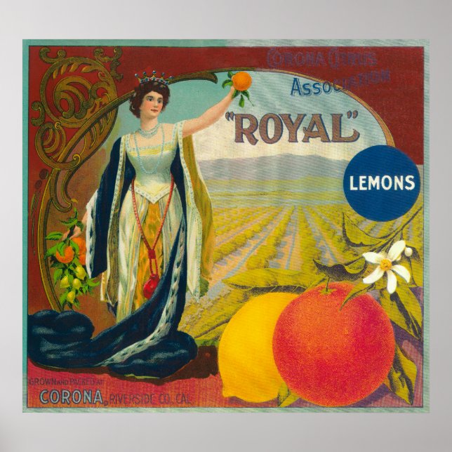 Poster Royal Orange LabelCorona, CA (Frente)
