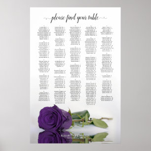 Poster Royal Purple Rose Alphabetical Seating Chart