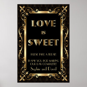 Poster Royal Roaring 20s Dourada Art Deco Love é Sweet