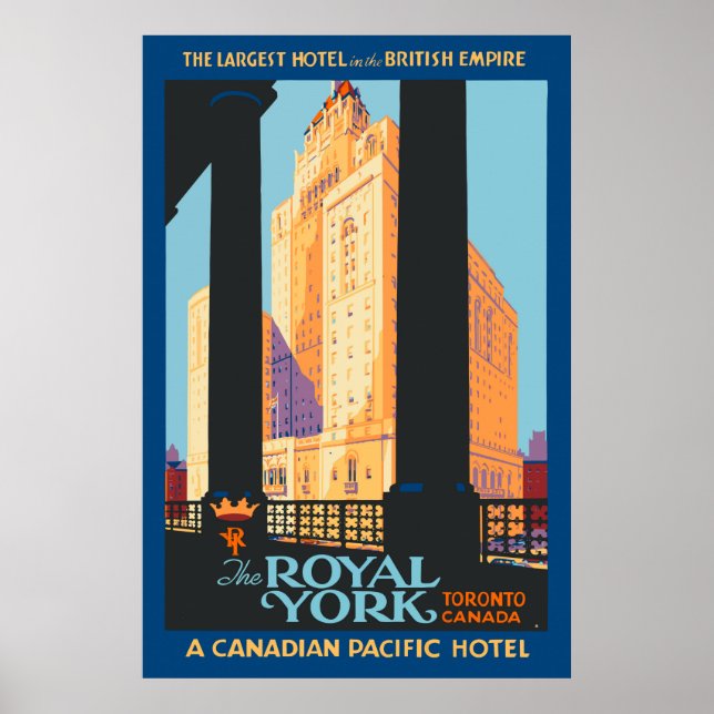 Poster Royal York Hotel Toronto Canadá Viagens vintage Po (Frente)