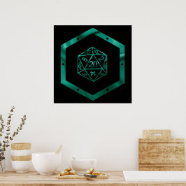 Poster RPG Dice | Emerald Fantasy Tabletop Retro Gamer