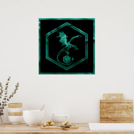 Poster RPG Dragon | Emerald Fantasy Tabletop Gamer Dice