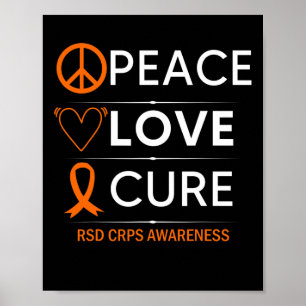 Poster RSD CRPS Consciência Paz Amor Cura Combate Laranja