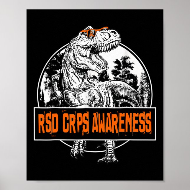 Poster RSD CRPS Sensibilização Dinossauro Faixa Laranja (Frente)