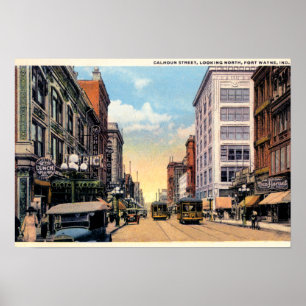 Póster Rua 1920 de Fort Wayne, Indiana Calhoun