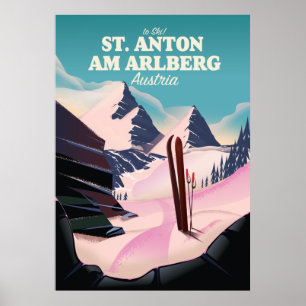 Poster Rua Anton am Arlberg ski Áustria