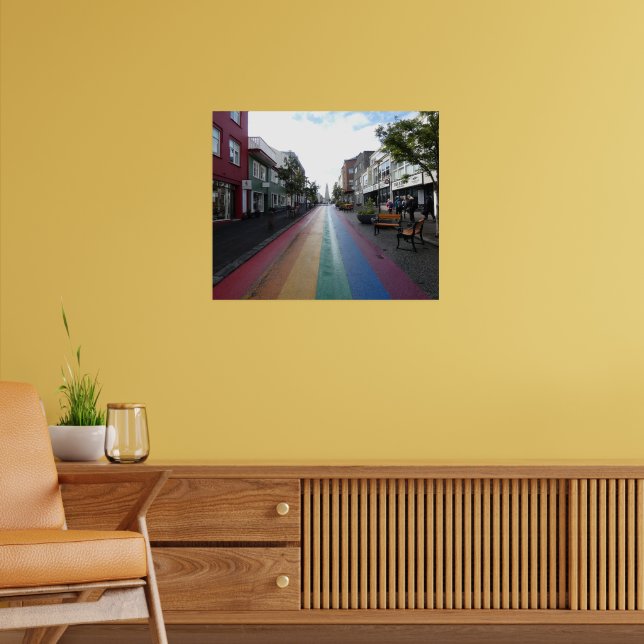 Poster Rua Arco-íris em Reiquiavique Islândia (Sala de Estar 2)