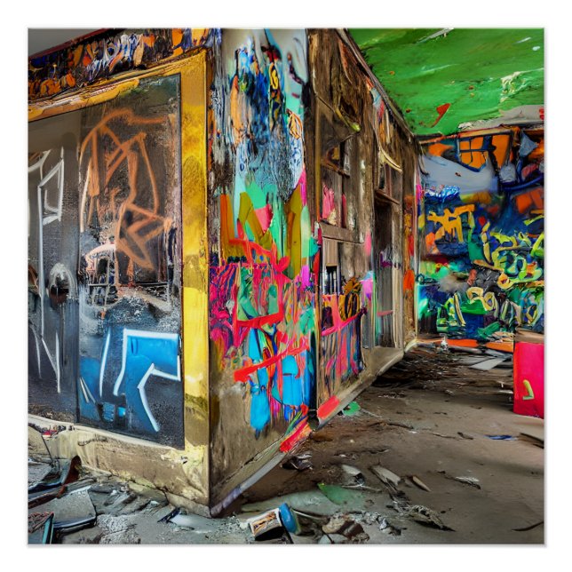 Póster Rua Arte Abandonada Edifício Personalizado (Frente)