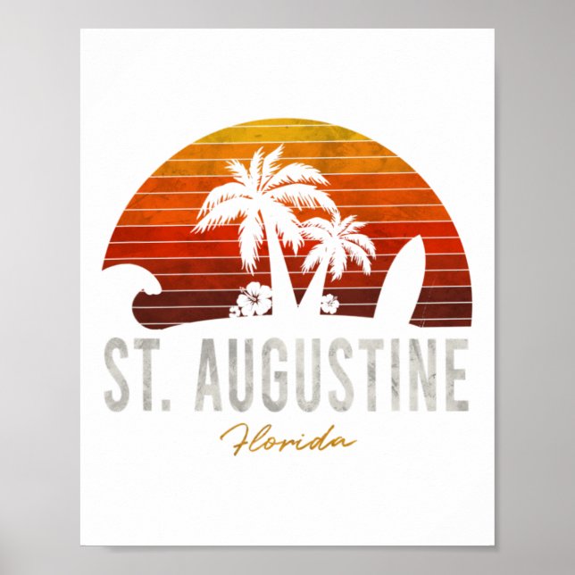 Poster Rua. Augustine Beach Flórida Fl Palms VacSurf (Frente)