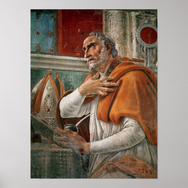 Póster Rua. Augustine em sua Célula, c.1480 (Frente)