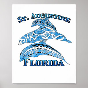 Poster Rua. Augustine Florida Vacation Tribal Dolphins