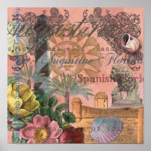 Póster Rua, Augustine Florida Vintage Collage