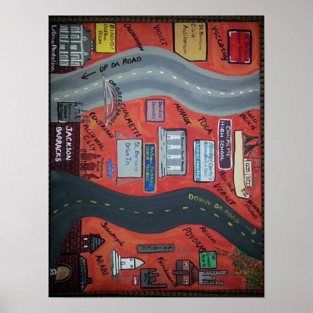 Póster Rua: Bernard LA "Up da estrada" e "Down da estrada (Frente)