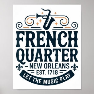 Poster Rua Bourbon French Quarter Nova Orleans Mardi Gr