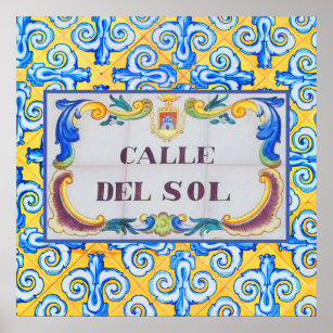 Poster Rua Calle Del Sol, nome da estrada espanhola Sun