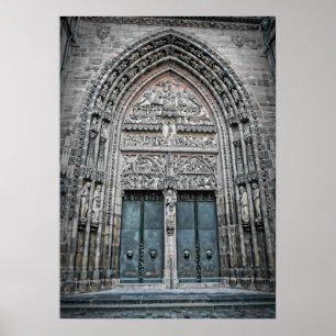 Póster Rua. Catedral de Lorenz - Nuremberga, Alemanha, Po