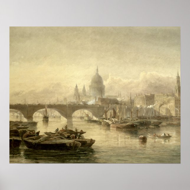 Póster Rua, Catedral de Paul e Ponte de Londres do Su (Frente)