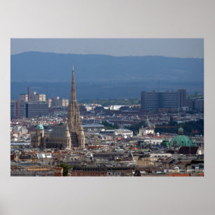 Póster Rua. Catedral de Stephen, Viena Áustria