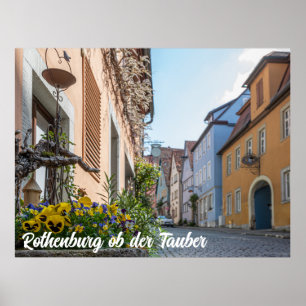 Poster Rua colorida em Rothenburg ob der Tauber