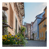 Rua colorida em Rothenburg ob der Tauber