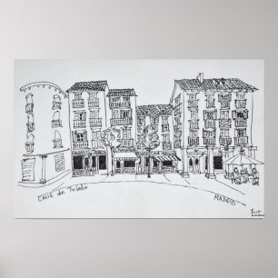 Póster rua comercial Calle de Toledo, Madrid, Espanha