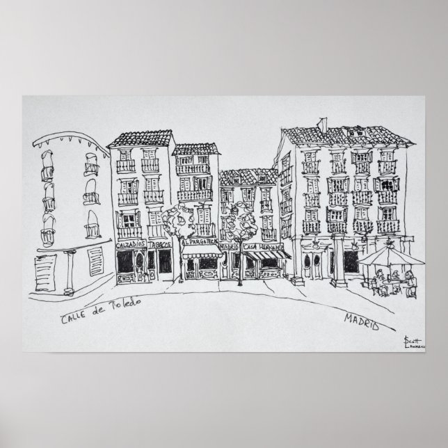 Póster rua comercial Calle de Toledo, Madrid, Espanha (Frente)