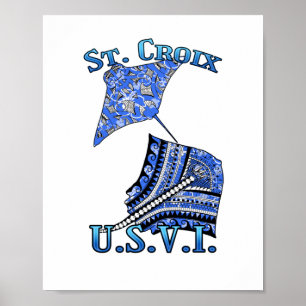 Poster Rua Croix U V.I. Vaga Tribal Stingray Ocean