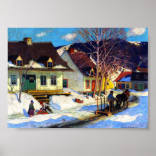 Poster Rua da aldeia do Quebec, Winter, Clarence Gagnon