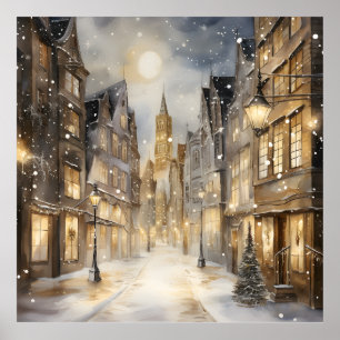 Poster Rua da Cidade Nevada em Tom Sépia