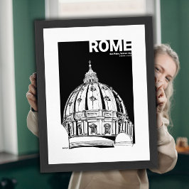 Poster Rua da cidade Vaticano de Roma. Desenho do Viagem 