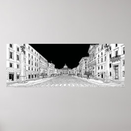 Poster Rua da Cidade Vaticano de Roma. Peter Basilica Via