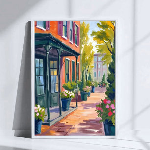 Poster Rua da Floricultura Aconchegante Cidade em Flor Aq