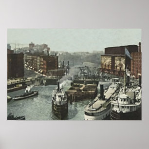 Póster Rua da precipitação de Chicago, Illinois no