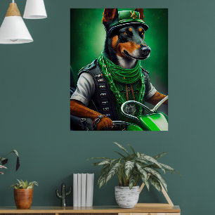 Poster Rua de bicicleta australiana Kelpie no dia de Patr