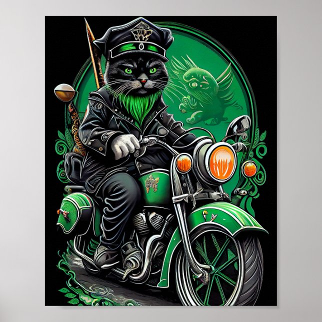 Poster Rua de bicicleta Black Cat Dirigindo. Dia de Patri (Frente)