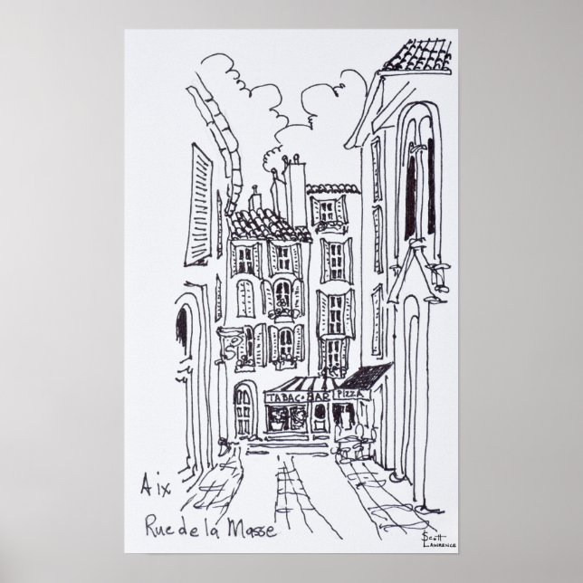 Poster Rua de la Masse | Aix en Provence, França (Frente)