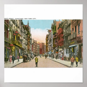 Póster Rua de Mott, CHINATOWN, Nova Iorque (vintage)
