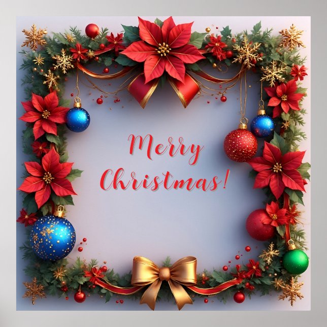 Poster Rua de Natal com Poinsettias (Frente)