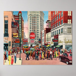 Poster Rua De Paqueiros Do Século médio. Atlanta Georgia