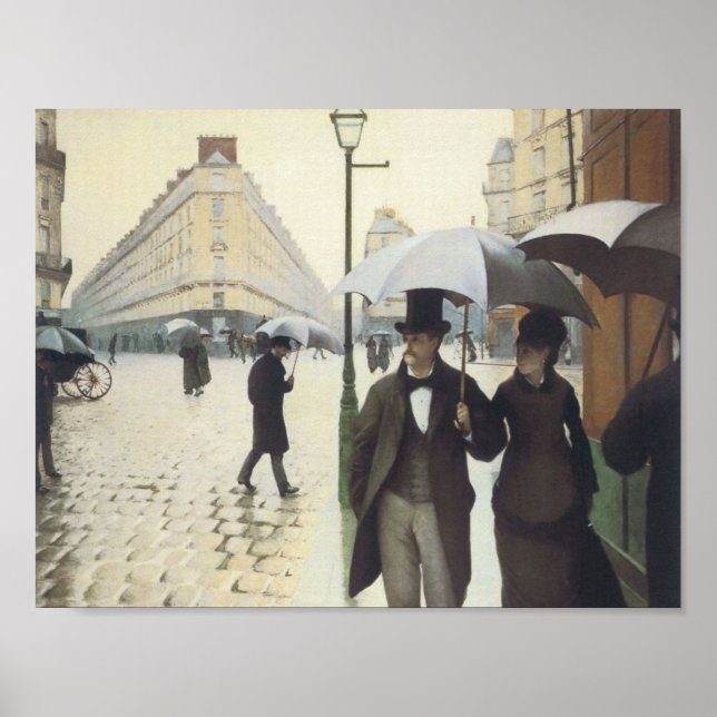 Poster Rua de Paris, Dia Chuvoso de Caillebotte (Frente)