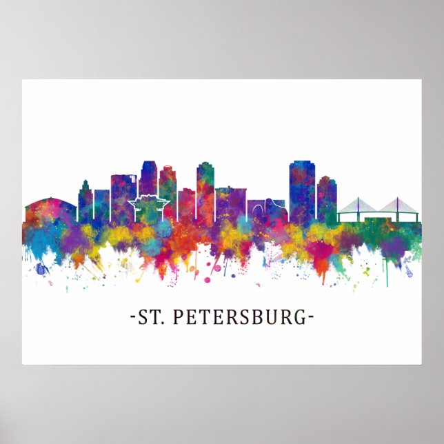 Poster Rua de Petersburg Florida Skyline (Frente)