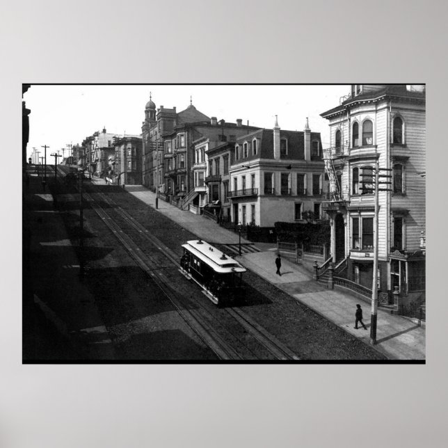Poster Rua de São Francisco com Cable Car 1901 (Frente)