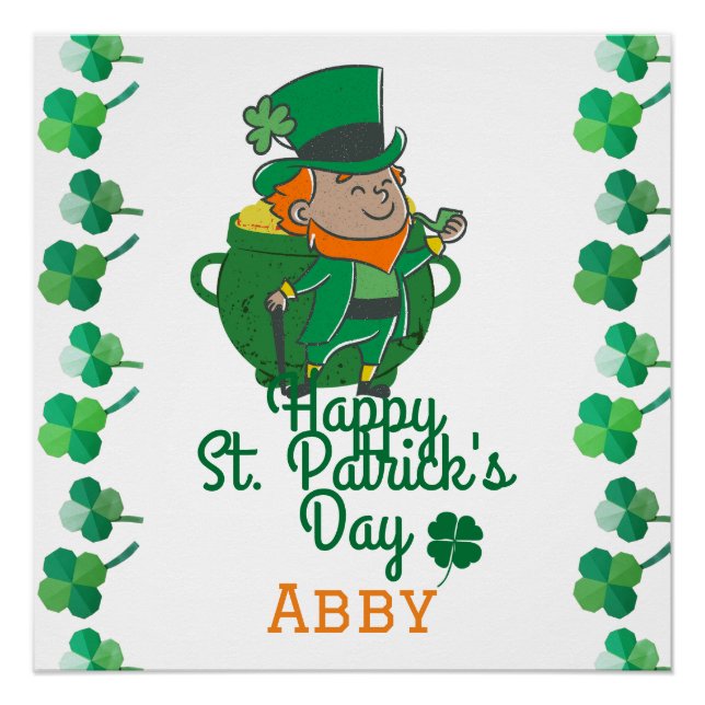 Póster Rua de Shamrock verde irlandês. Dia de Patrick (Frente)