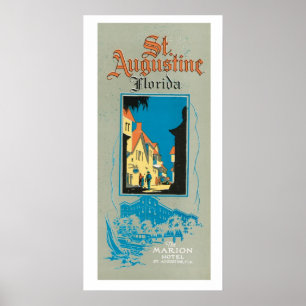 Póster Rua De Vintage. Augustine Florida Viagem Ad Art Po