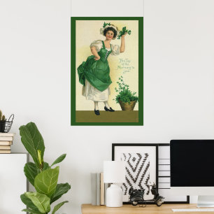 Poster Rua de Vintage, lama irlandesa do dia de Patrick c