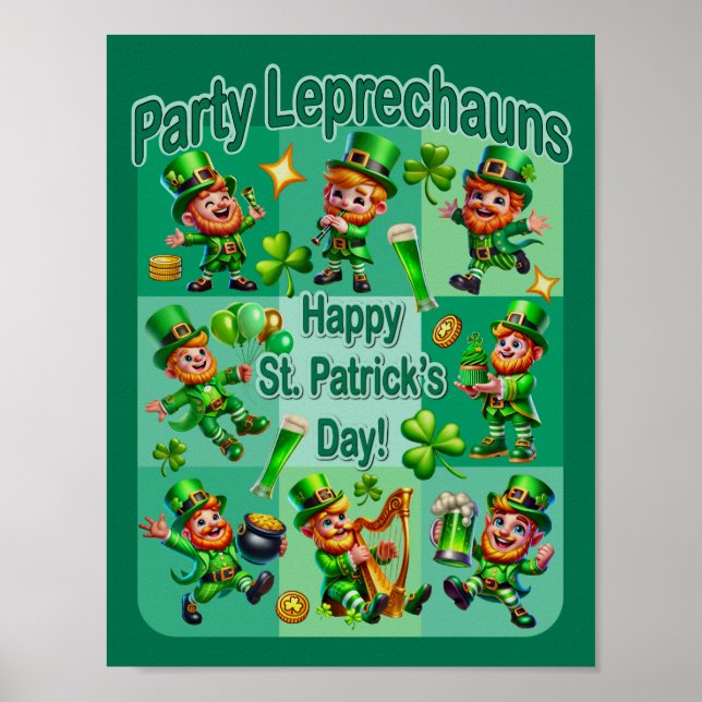 Poster Rua. Diversão de Patrick Adorável "Leprechauns do  (Frente)